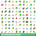 100 stockholm icons set, isometric 3d style