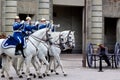 STOCKHOLM - JULY 23: Changing of the guard ceremony with the participation of the Royal Guard cavalry