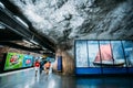 Stockholm Metro Train Station in Blue colors Royalty Free Stock Photo