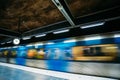 Stockholm Metro Train Station in Blue colors Royalty Free Stock Photo