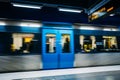 Stockholm Metro Train Station in Blue colors, Sweden Royalty Free Stock Photo