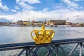 Stockholm old town cityscape and Royal crown, Sweden