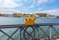 Stockholm old town cityscape and Royal crown, Sweden