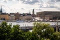 Stockholm Old Town Gamla Stan, Sweden: Royal Palace, Storkyrkan church and the German Church Royalty Free Stock Photo