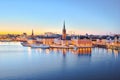 The Stockholm old town at night in Stockholm city, Sweden Royalty Free Stock Photo