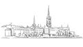 Stockholm Panorama Famous Outline Landmark Sketch
