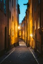 Stockholm`s Gamla Stan old town district at night, Sweden Royalty Free Stock Photo