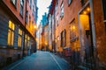 Stockholm`s Gamla Stan old town district at night, Sweden Royalty Free Stock Photo