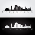 Stockholm skyline and landmarks silhouette.