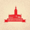 Stockholm Skyline with the symbol of Sweden