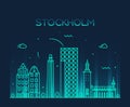 Stockholm skyline vector illustration linear