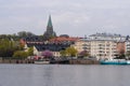 Stockholm. buildings with a red and black roofs