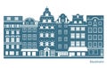 Stockholm - Stortorget place in Gamla stan. Stylized flat highly detailed illustration of an old European town