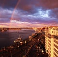 Stockholm sunset with rainbow