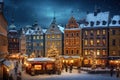 Stockholm, Sweden. Abstract image quality scenic Christmas Market in Gamla Stan, fairy winter night Royalty Free Stock Photo