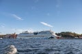 Stockholm Sweden 27.09.2021 Aidasol cruise ship liner at harbor on sunny day AIDA Cruises at pier on island of Sodermalm Royalty Free Stock Photo