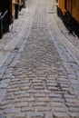 Stockholm, Sweden, Ancient cobblestone road Royalty Free Stock Photo