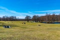 STOCKHOLM, SWEDEN, APRIL 21, 2019: English park at grounds of Drottningholm Palace in Sweden