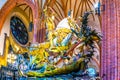 STOCKHOLM, SWEDEN, AUGUST 18, 2016: The most famous wooden statue of Saint George and the Dragon inside of the Royalty Free Stock Photo