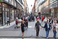 STOCKHOLM, SWEDEN - AUGUST 23, 2018: People visit Drottninggatan shopping street in Norrmalm district, Stockholm, Sweden. Royalty Free Stock Photo