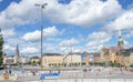 Stockholm, Sweden - August 18, 2014 - Scenic summer panorama of the Old Town (Gamla Stan) in Stockholm, Sweden. Royalty Free Stock Photo