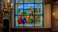 Stained glass window and interior of the German Church in Stockholm Sweden Royalty Free Stock Photo