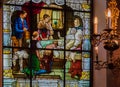 Stained glass window and interior of the German Church in Stockholm Sweden Royalty Free Stock Photo