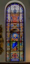 Stained glass window and interior of the German Church in Stockholm Sweden Royalty Free Stock Photo