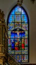 Stained glass window and interior of the German Church in Stockholm Sweden Royalty Free Stock Photo
