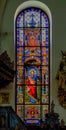 Stained glass window and interior of the German Church in Stockholm Sweden Royalty Free Stock Photo