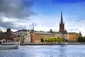 STOCKHOLM, SWEDEN - AUGUST 19, 2016: Tourists boat and View of G Royalty Free Stock Photo