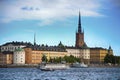 STOCKHOLM, SWEDEN - AUGUST 20, 2016: Tourists boat and View of G Royalty Free Stock Photo