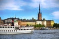 STOCKHOLM, SWEDEN - AUGUST 20, 2016: Tourists boat and View of G Royalty Free Stock Photo