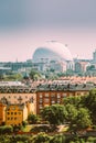 Stockholm, Sweden. Avicii Arena Ericsson Globe In Summer Skyline. It's Currently The Largest Hemispherical Building Royalty Free Stock Photo