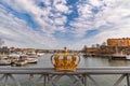 Stockholm Sweden, Gilded Crown on Skeppsholmsbron bridge