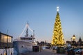 The Kinnevik traditional large Christmas tree at Skeppsbron, Stockholm. Known as the tallest Christmas tree in the world