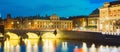 Stockholm Sweden. View Of Norrbro, Old Stone Arch Bridge Over Norrstrom Waterway With Lights Reflections In The Water