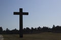 Stockholm / Sweden - 14 Febrary 2018: The granite cross, at the UNESCO world heritage The Woodland Cemetery - Skogskyrkogarden Royalty Free Stock Photo