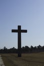 Stockholm / Sweden - 14 Febrary 2018: The granite cross, at the UNESCO world heritage The Woodland Cemetery - Skogskyrkogarden Royalty Free Stock Photo