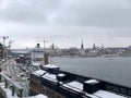 Stockholm, Sweden - February 2, 2019: Overview of Stockholm panorama during a grey winter day