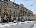 Stockholm, Sweden - February 3, 2019: View of NK, Nordiska Kompaniet, department store during winter in Stockholm