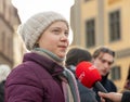 Climate activist Greta Thunberg protesting in Stockholm Royalty Free Stock Photo