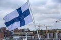 Finnish flag aboard the Gabriella cruise ferry in the port of Stockholm