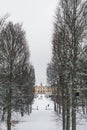 STOCKHOLM, SWEDEN - JANUARY 7, 2017: View over Drottningholm Palace and park on winter day. Home residence of Swedish royal family Royalty Free Stock Photo