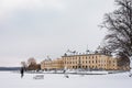 STOCKHOLM, SWEDEN - JANUARY 7, 2017: View over Drottningholm Palace and park on winter day. Home residence of Swedish royal family Royalty Free Stock Photo