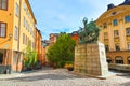 Stockholm, Sweden - July, 2018: The statue of Saint George and the Dragon in Stockholm, Sweden during summer sunny day Royalty Free Stock Photo