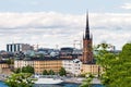 STOCKHOLM, SWEDEN - JULY 14, 2017: View over Riddarholmen island, church and Lady Hutton ship. City center of Stockholm, Sweden Royalty Free Stock Photo