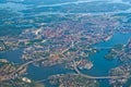 Aerial over Stockholm Sodermalm Old Town island Essingeleden Dju