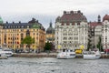 Stockholm, Sweden - June 2019: Buildings on Strandvagen embankment