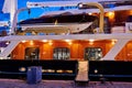 Stockholm, Sweden - June 11, 2019: Luxury three-masted sailing ship EOS at Skeppsbro quay in Stockholm